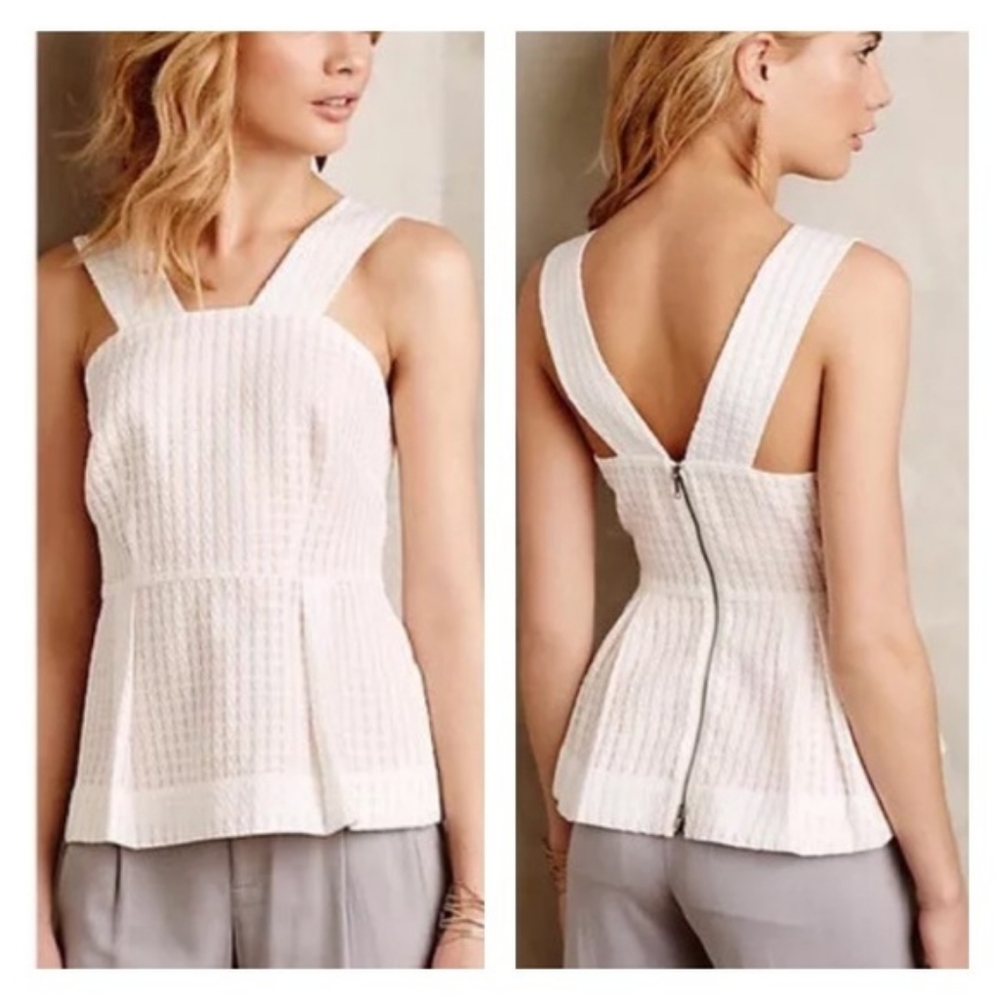Maeve Basket Weave Peplum Pleated top